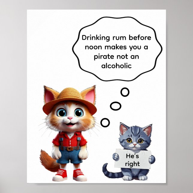 Poster Drinking rum before noon makes you a pirate  (Frente)