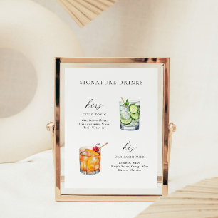 Poster Drinks Coquetel de assinatura com letra moderna e