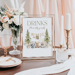 Poster Drinks Woodland Adventure Boy Baby Shower