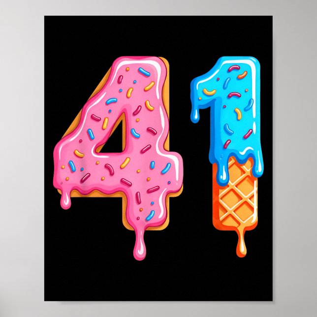 Poster Drip 41 Meme Cool Baseball Style Number Forty One  (Frente)
