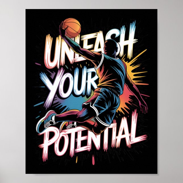 Poster Drip Sketll Unleash Your Potential Slam Dunk Color (Frente)