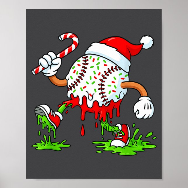 Poster Dripng Ice Cream Baseball Santa Hat, Xmas Pajama K (Frente)