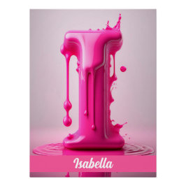 Pôster Dripping Pink Letter I - Customizable Name Poster 