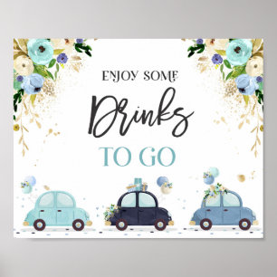 Poster Drive by Chá de fraldas Tret Favor Sinal Blue Flor