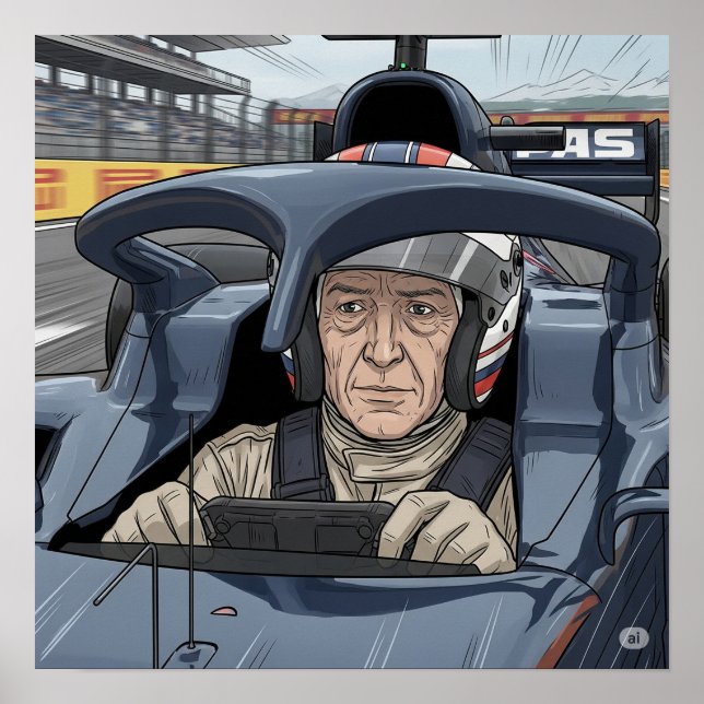 Poster Driver de Carro Race Focalizado (Frente)