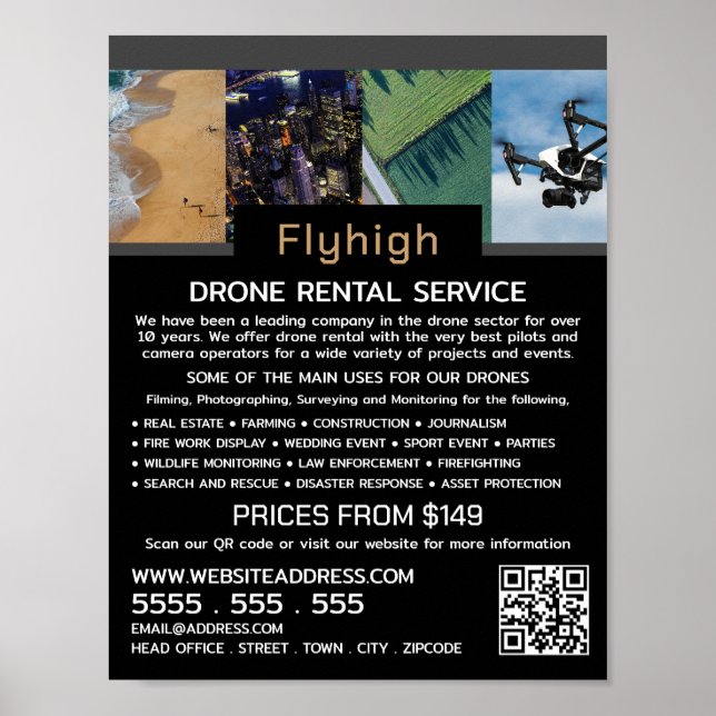 Poster Drone Collage Banner, Drone Rental Company (Frente)
