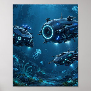 Poster Drones do Mar Profundo — Arte de Exploração de Rob