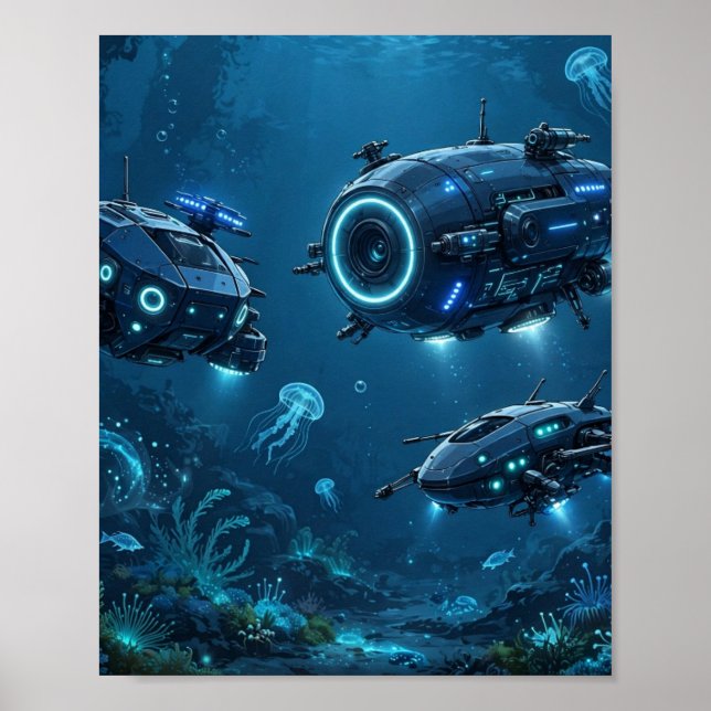 Poster Drones do Mar Profundo — Arte de Exploração de Rob (Frente)