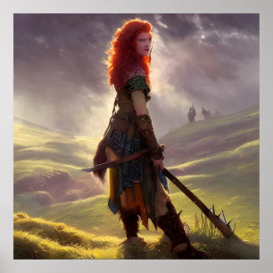 Poster Druid Warrior Princesa Fantasy Art