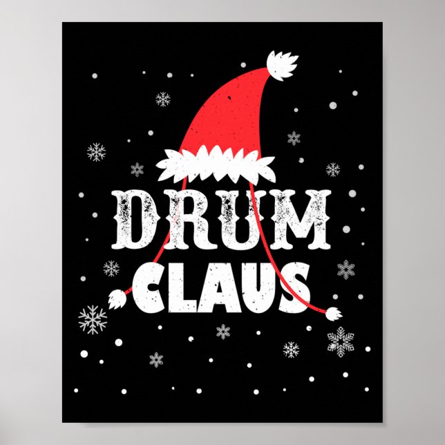Poster Drum Claus Santa Christmas Drummer Long Sleeve  (Frente)