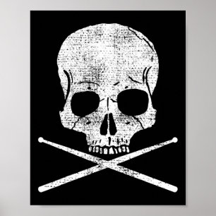Poster Drummer de Morte de Metal Vintage Drum Set Drumsti