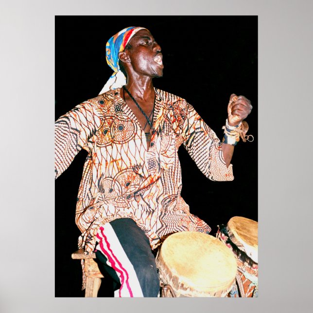 Pôster Drummer em Banjul, Gâmbia, África Ocidental (Frente)