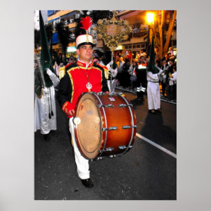 Poster Drummer no desfile de domingo de Palma, Marbella