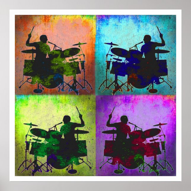 Poster Drummer Pop art, Copyright Karen J Williams (Frente)