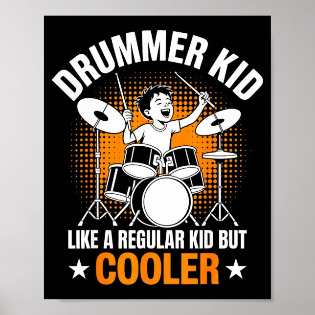 Poster Drumset Drums Lover Percussionist Drummer Kid Drum (Frente)