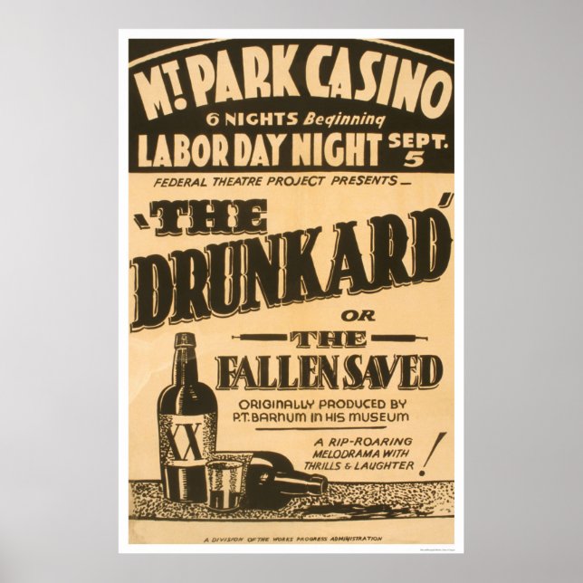 Poster Drunkard Comedy Barnum 1938 WPA (Frente)