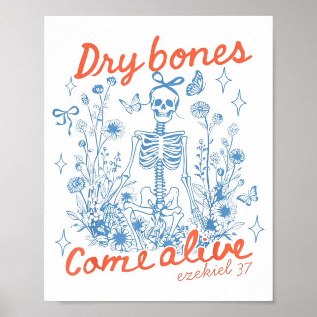 Poster Dry Bones Come Alive Christian Funny Skeleton Hall (Frente)