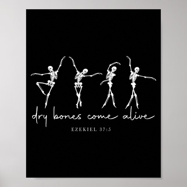Poster Dry Bones Come Alive Dancing Ballet Skeleton Ezeki (Frente)