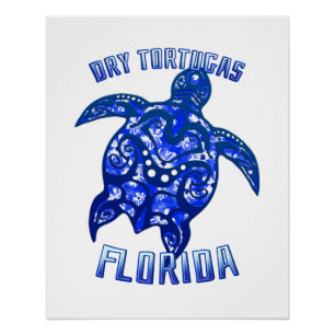 Pôster Dry Tortugas Flórida Chaves de Vacinação Tartaruga