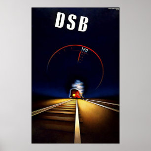Poster DSB Danske Statsbaner Estado Dinamarquês Caminho d