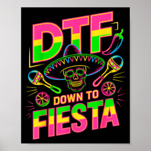 Poster Dtf até a festa crânio engraçado mexicano para cin