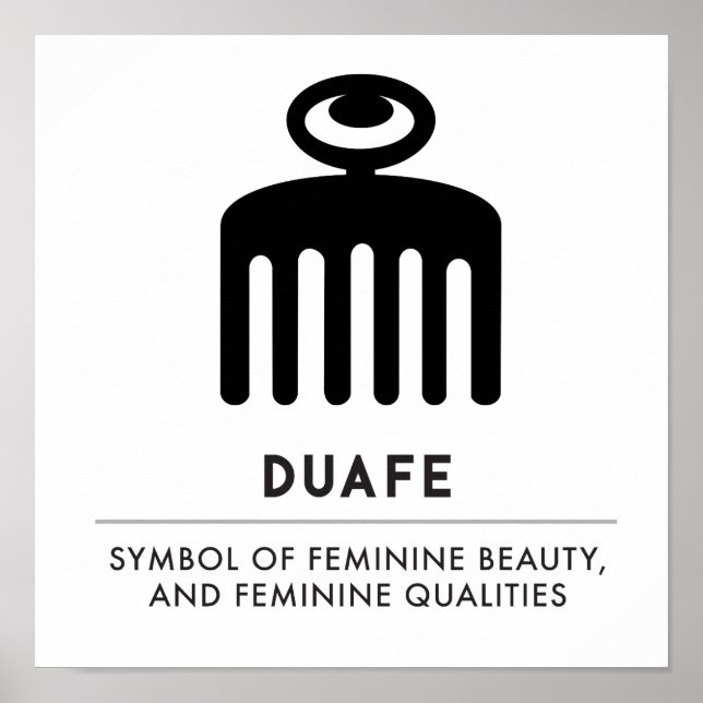 Pôster Duafe | Símbolo de Adinkra para a Beleza Feminina (Frente)