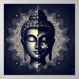 Poster Dual Nature Buddha Mandala - Cosmic Zen Enlighten