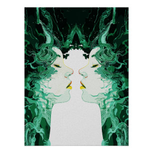 Pôster Dualidade Etérea – Reflexo Surreal no Espelho