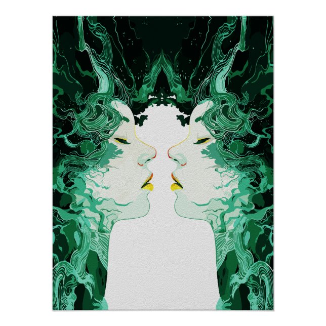 Pôster Dualidade Etérea – Reflexo Surreal no Espelho (Frente)