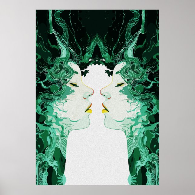 Poster Dualidade Etérea – Reflexo Surreal no Espelho (Frente)