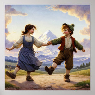 Poster Duas Adoráveis Vintage Munchkins Dançando