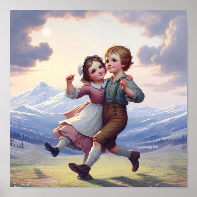 Poster Duas Adoráveis Vintage Munchkins Dançando (Frente)