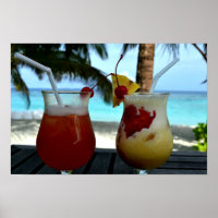 Duas Bebidas Tropicais De Fruta, Praia, Resort