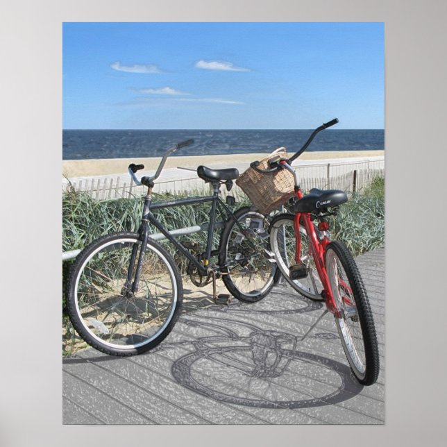 Pôster Duas bicicletas no passeio Jersey Shore (Frente)