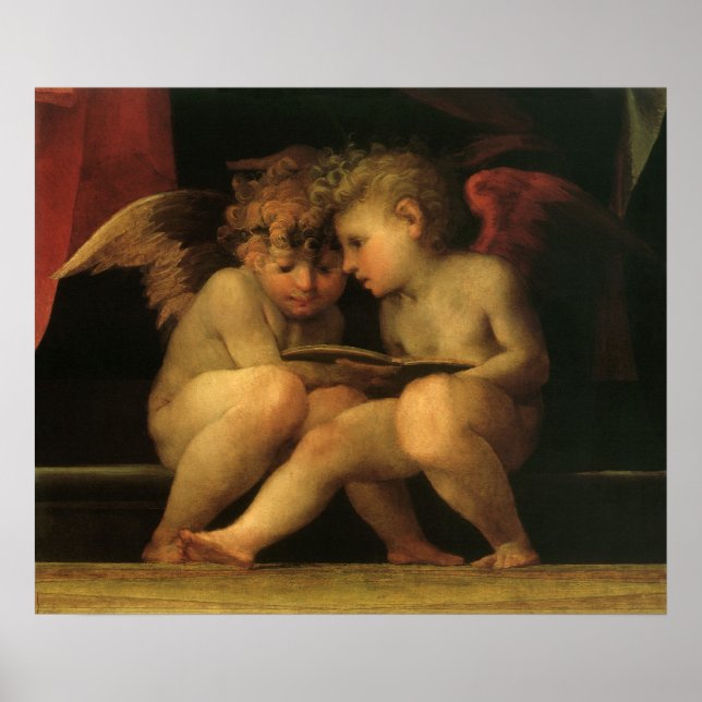 Pôster Duas Cherubs Lendo por Rosso Fiorentino, Angels (Frente)