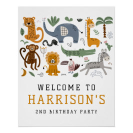 Pôster Duas Crianças Safari segundos aniversários Selvage