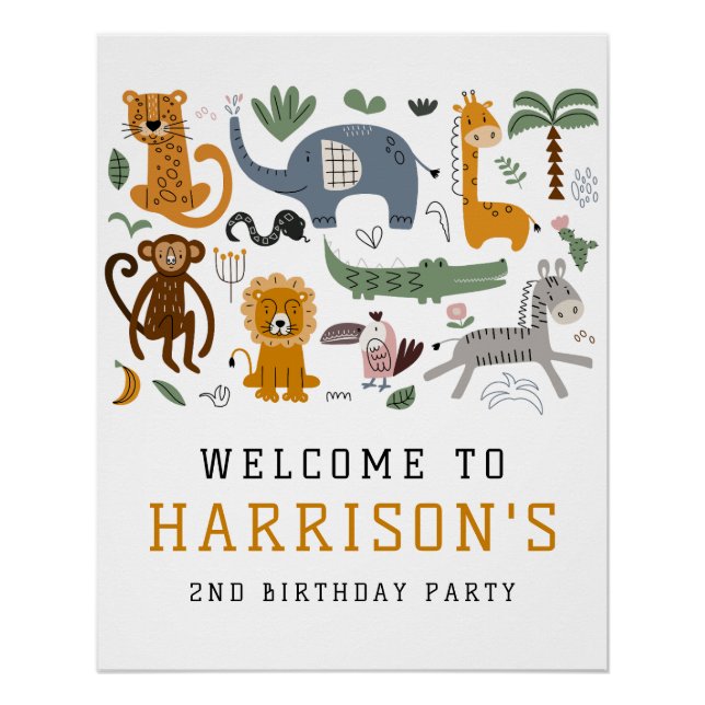 Pôster Duas Crianças Safari segundos aniversários Selvage (Frente)