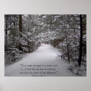 Poster Duas estradas divergiram em uma madeira