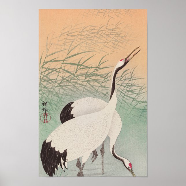 Poster Duas gruas (1925-1936) por Ohara Koson (Frente)
