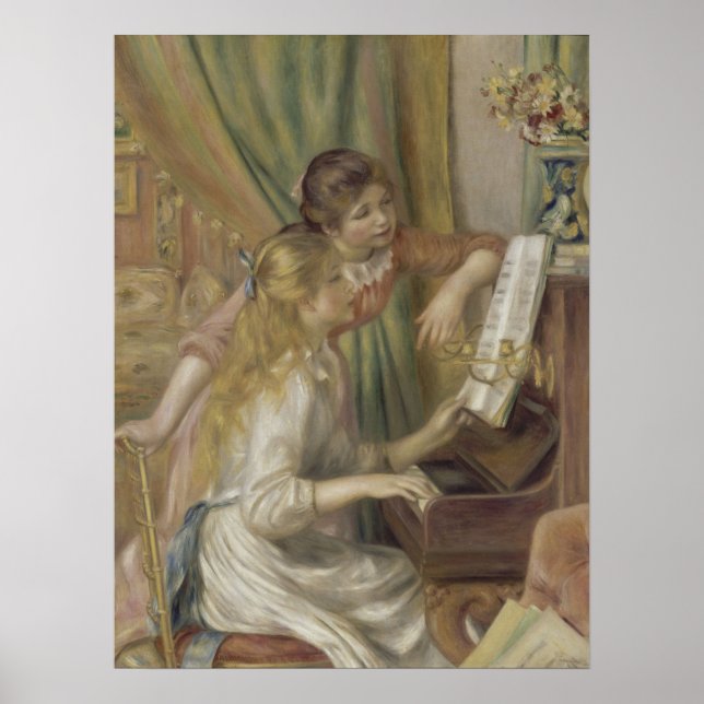 Poster Duas Meninas no Piano por Renoir (Frente)