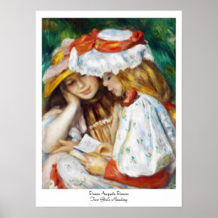 Poster Duas meninas que lêem a pintura de Pierre Auguste
