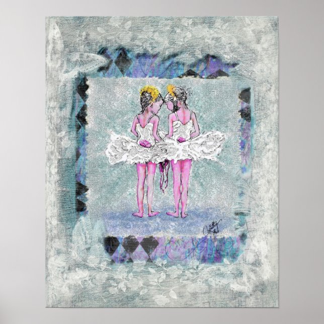 Poster Duas Meninas Segurando Calçados Balés (Frente)