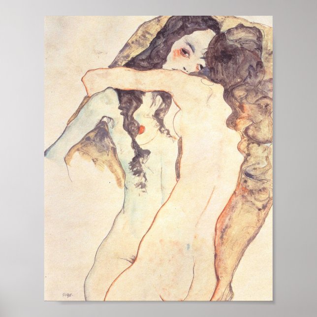 Poster Duas Mulheres Embarcando Egon Schiele (Frente)