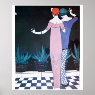 Poster DUAS MULHERES NA NOITE , Beleza Art Déco Moda