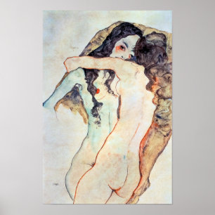 Poster Duas Mulheres Se Abraçando Egon Schiele