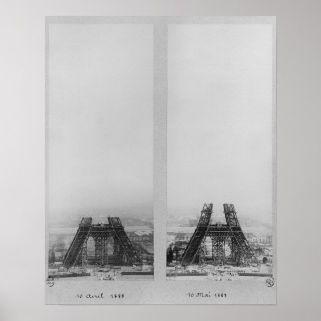 Pôster Duas perspectivas sobre a construção do Eiffel (Frente)