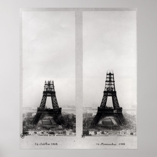 Pôster Duas perspectivas sobre a construção do Eiffel (Frente)