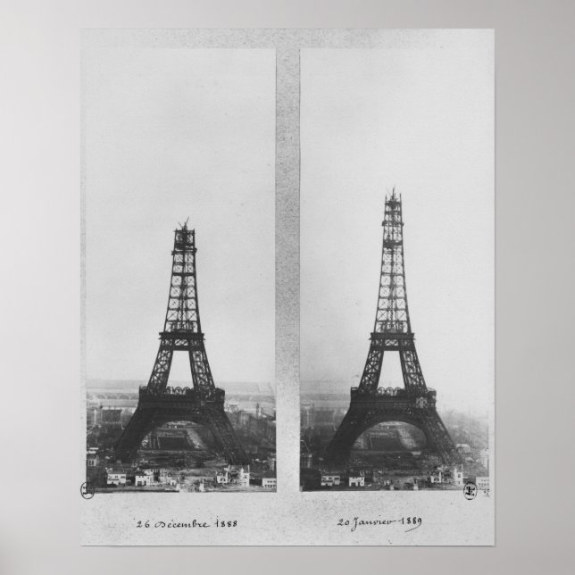 Pôster Duas perspectivas sobre a construção do Eiffel (Frente)