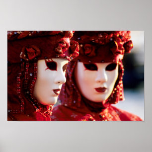 Pôster Duas pessoas em máscaras do carnaval, Veneza