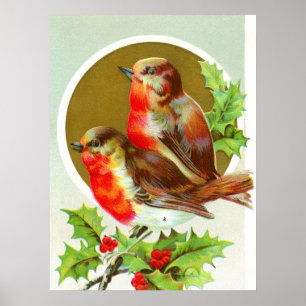 Poster Duas robins de Natal